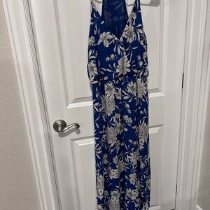 Lush Blue and Off White Floral Print Dress